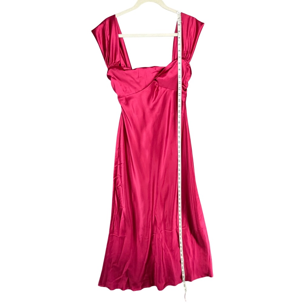 Hello Molly Shine Of Pearls Satin Maxi Dress Womens L Pink Off Shoulder Formal - Picture 9 of 16